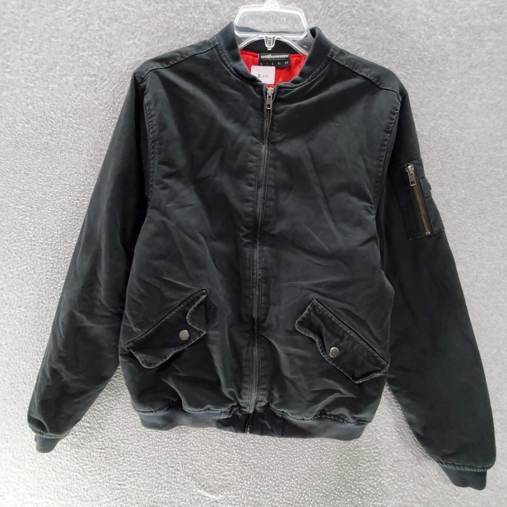 VINTAGE The Hundreds Women‎ Jacket Medium Black Full Zip Embroidered 1980 Dog